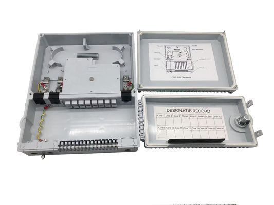 खरीदें 16पोर्ट FTTH 1*8 पीएलसी स्प्लिटर ऑप्टिकल डिस्ट्रीब्यूशन बॉक्स IP65 इंडोनेशिया टेलीकॉम 2 दरवाजे ग्रे ऑनलाइन निर्माण