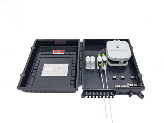 खरीदें 16Ports Outdoor Optical Distribution Box Black With Sc Adapters Plate For  2x3mm Flat Drop Cable Outlets PC ABS Material ऑनलाइन निर्माण