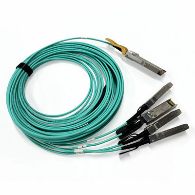 200G QSFP56 से 4 x 50G SFP56 एक्टिव ऑप्टिकल केबल, डेटा सेंटर के लिए AOC ब्रेकआउट केबल 10M